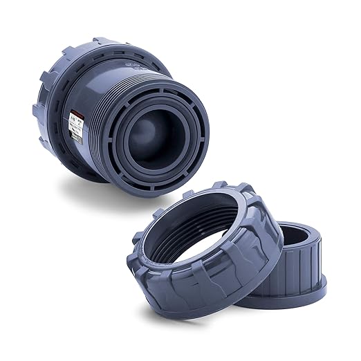 HYDROSEAL Sharkfellow 1 1/2’’ PVC True Union Ball Check Valve with Full Port, ASTM F1970, with EPDM Seals, Corrosion-Free, Service Free, Rated at 200 PSI @73F, Gray, 1 1/2 inch Socket (1 1/2'')