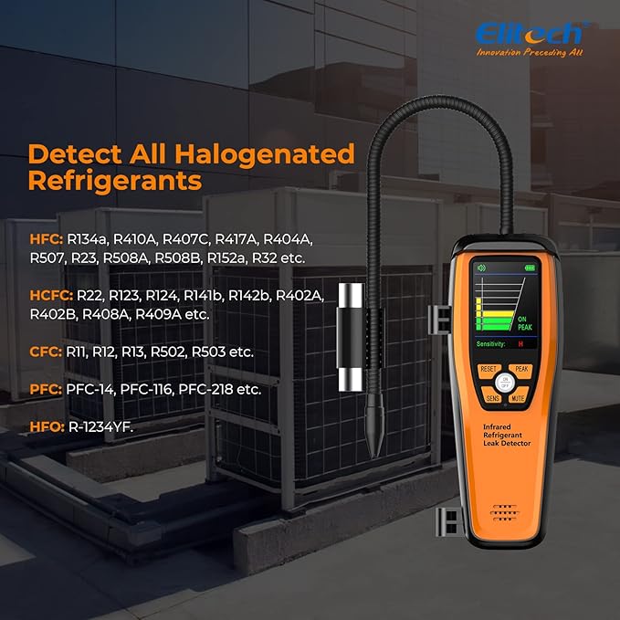 Elitech HVAC Refrigerant Leak Detector 10 Yrs Infrared Sensor Life, Halogen Freon Sniffer, Air Conditioning Detection, Automotive Gas Finder, ILD-200