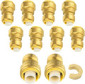 (Pack of 10) Niikappu 1" x 3/4" Reducing Coupling Brass Fittings, Push-to-Connect Plumbing Fitting for Pex, Copper, CPVC, Includes Removal Clip(PF144-10Pack)