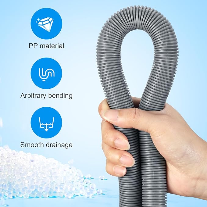 Washing Machine Drain Hose, 12 Feet Universal Dishwasher Drain Hose Extension Kit Corrugated Washer Hoses, 7 PCS Set with 4 Clamps & 1 U-Bend Hose Holder