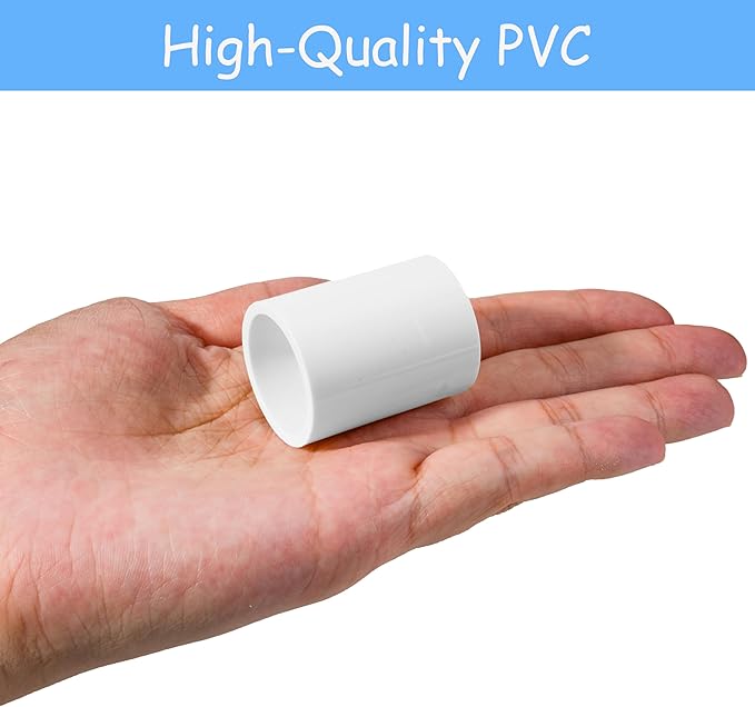 40 Pack 3/4" PVC Pipe Coupling, PVC Slip Socket Fitting Adapter Connector, Sch40 Pipe Fittings Straight Pressure Fittings (White)