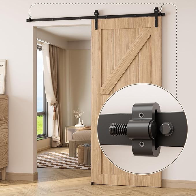 2PCS Adjustable Barn Door Stopper, Upgrade Sliding Barn Door Stopper for Flat Track