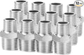 ChillWaves 304 Stainless Steel Pipe Fitting, Reducer Hex Nipple 1/4" NPT Male x 1/8" NPT Male Thread Adapter(12-PACK)