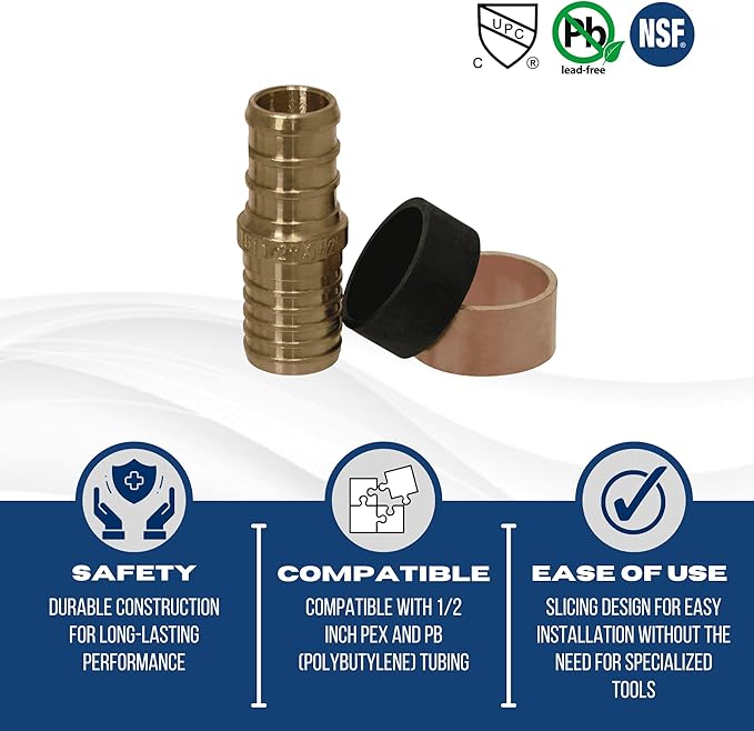 XFITTING 1/2 Inch Pex x 1/2 Inch PB (polybutylene) Slicing coupling with ring, Repair Kit, 30-2-3=10XX, 10 Pieces