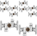 10-PCs HeSun Dual Shut Off Angle Valve, 1/2" Nominal (5/8"OD) x 3/8" OD x 3/8" OD Compression, 1/4-Turn Stop Valve with 2 Shut Offs, PEX Chrome Plated Brass(VALVE134-10)