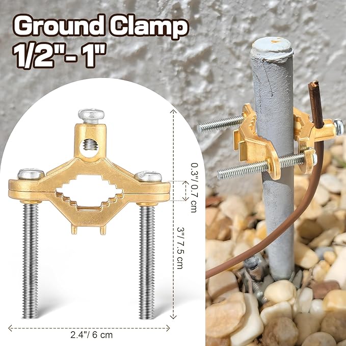 Feekoon 6 Pcs Ground Clamp 1/2-1 Conduit Fitting, Copper Alloy Wire Clamp Conduit Fitting, for Bonding Ground Wire to Water Pipe or Steel