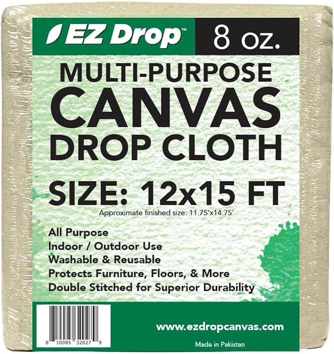 EZ Drop Painter's Large Canvas Fabric Drop Cloth for Painting (12 ft. x 15 ft.)