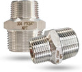 ZOUNI 2pcs Reducing Hex Nipple, 304 Stainless Steel 1" NPT Male x 3/4" NPT Male Pipe Fitting Reducer Nipple Adapter 2000psi Reducer Straight Connector (2pcs, 1"-3/4")