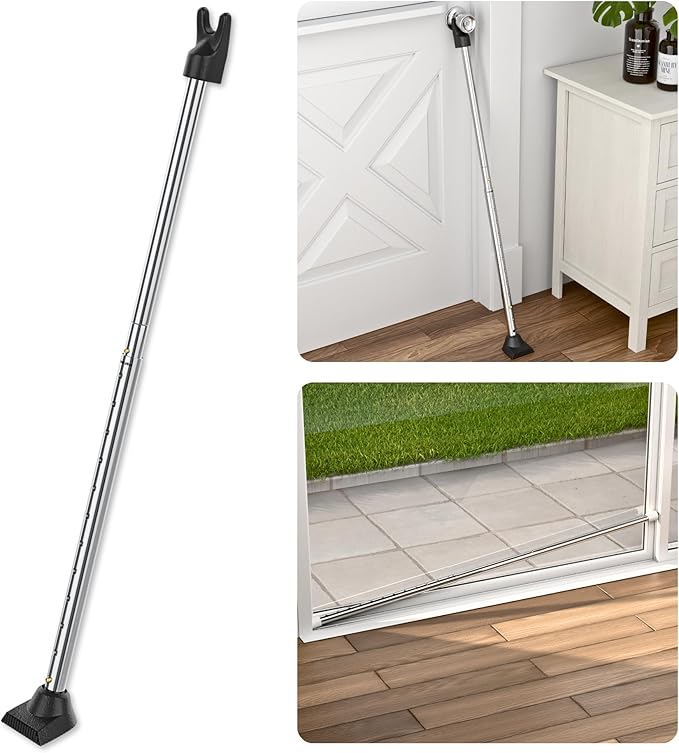 Door Stoppers Security Bar, SECURITYMAN 2 in 1 Adjustable Door Security Bar & Sliding Door Security Bar - Heavy Duty Door Lock Stick Jammer for Apartment, Dorm, Front Door Inside Safety Must Haves