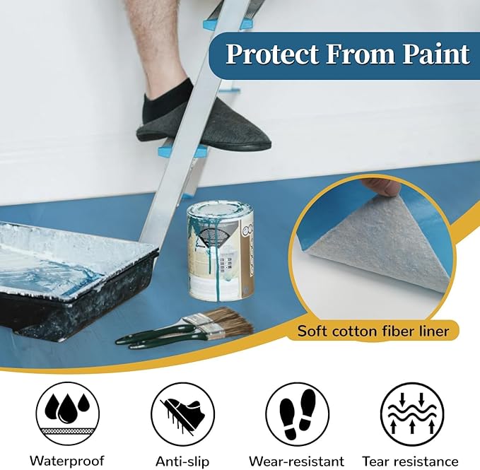 40" x 168' Temporary Floor Protection for Construction & Renovation, Temporary Covering to Shield Hardwood, Tile, Hard Surfaces, Coverage of 560 sqft (Blue)