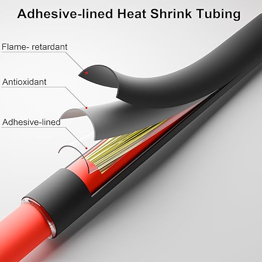 20 FT Diameter 1/4 Inch 3:1 Heat Shrink Tubing Dual Wall Adhesive Lined Marine Grade Electrical Cable Heat-Shrink Insulation Wrap Tube(Black-10Ft, Red-10Ft)