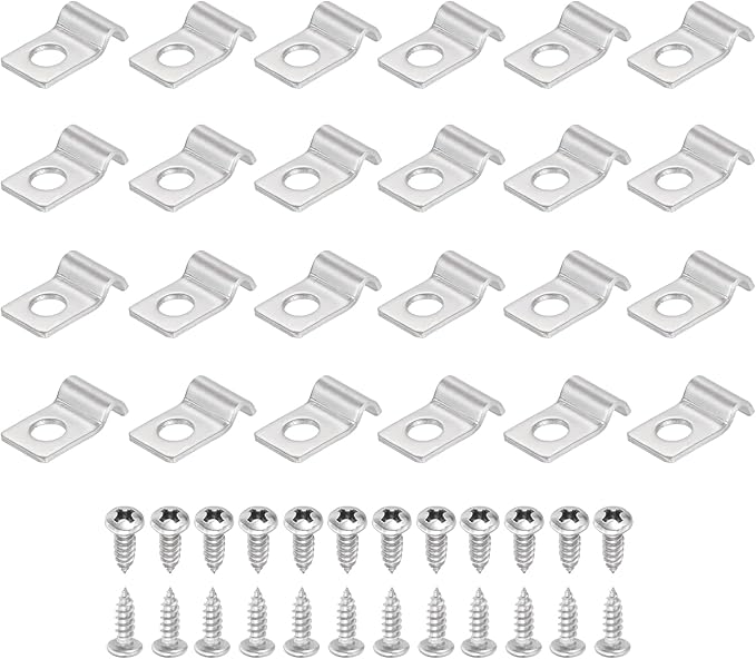 uxcell 24Pcs 3mm(1/8") One Hole Rigid Pipe Strap, 304 Stainless Steel Conduit Clamp Thicken U Bracket Heavy Duty Pipe Clamp with Self-Tapping Screws for Fixing Tube Cable, Silver