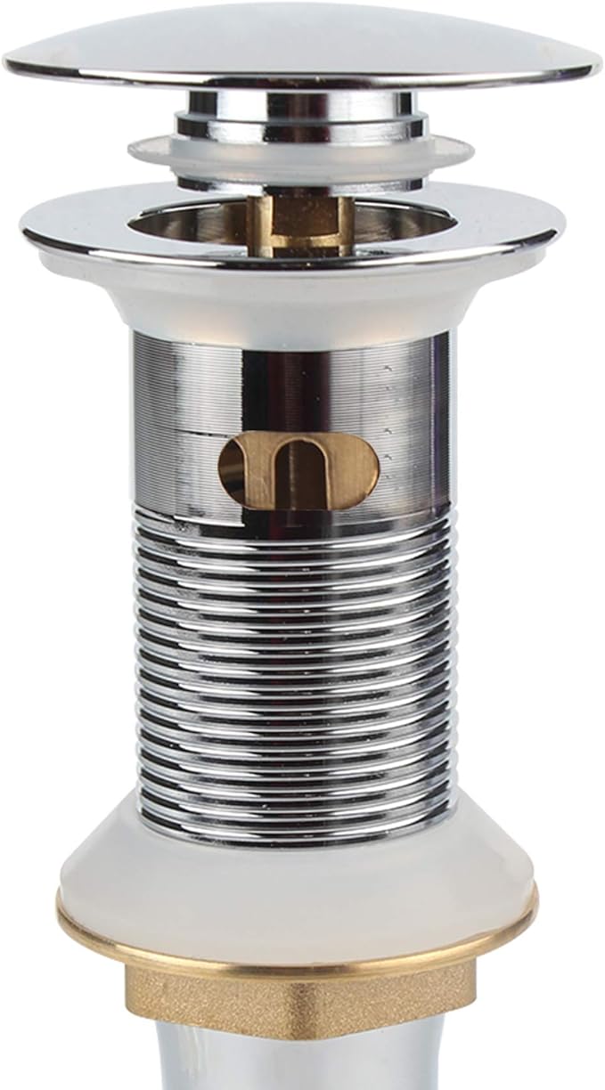 Pop Up Sink Drain with Overflow, Bathroom Faucet Vessel Vanity Sink Drain with Detachable Basket Stopper, Polished Chrome