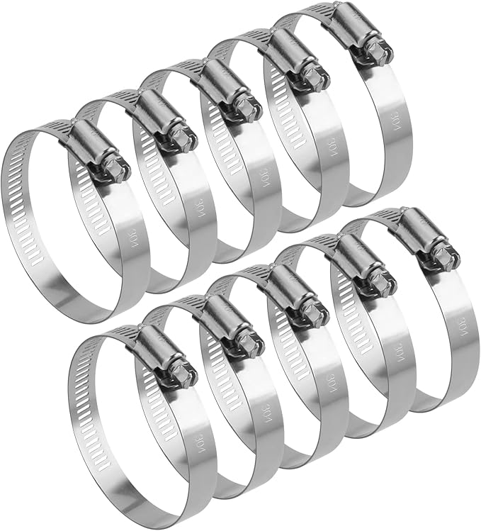 LOKMAN 10 Pack 3 Inch Stainless Steel Hose Clamps Worm Gear Duct Clamps Adjustable from 3 inch - 3.5 inch/ 75-90mm Fuel Line Hose Pipe Clamp for Dryer Vent Hose