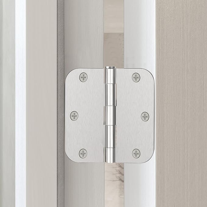 Door Hinges Brushed Nickel - 108 Pack Nickel Door Hinges 3.5 Inch Rounded Interior Satin Nickel Door Hinge with 5/8" Radius - Flat Iron Residential Standard 3 1/2 Inches Silver Door Hardware