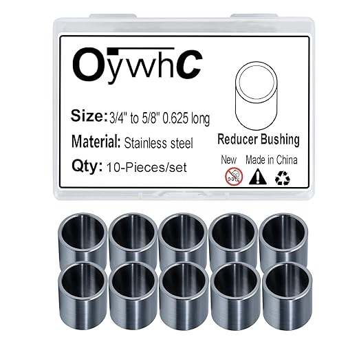 Stainless Steel Reducer Bushing, Screw Standoff Metal Spacer 3/4" to 5/8" Steel Reducer Standoff Bushing Adapters for 5/8" Screws Bolts and Rods, Round Metal Stainless Steel Spacer Set of 10