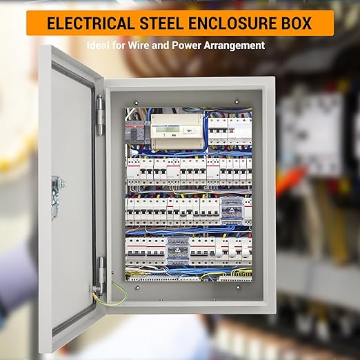 Outdoor Electrical Box, 16"x12"x6" NEMA 4X Steel Enclosure, IP67 Waterproof & Dustproof, Lockable Electrical Junction Box with Mounting Plate and 2 Keys, Indoor and Outdoor Use