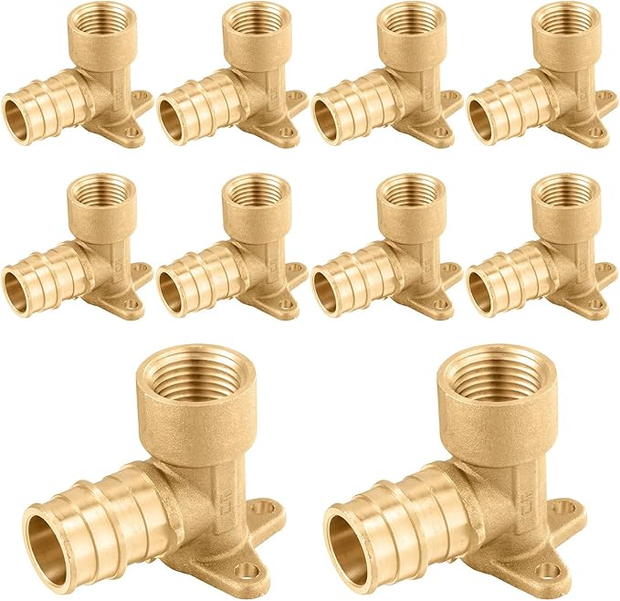 (10-Pack) Seelink PEX-A Expansion Fittings, PEX-A 3/4" x 3/4" Female NPT Drop Ear Elbow, Brass Expansion Pipe Fittings, ASTM F1960