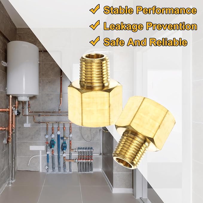 PATIKIL Brass Pipe Fitting, 1Pcs 1/8" NPT Male to 1/4" NPT Female Pipe Reducer Adapter Extension Connectors Brass Fittings for Water Gas Refrigeration