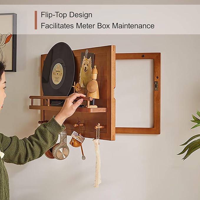 Elegant Electric Meter Box Cover Decorative Fuse Box Cover with Hook, Circuit Breaker Panel Protective Lid, for Farmhouse/Dorm(49 * 59cm/19 * 23in)