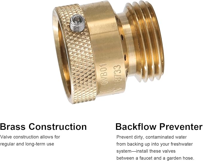 5 Pack SUNROAD Lead-Free Brass 3/4" Inch MHT Hose Bibb Connector Backflow Preventer Vacuum Breaker,Check Valve For Garden Spigot RV Hose Connection,Anti-Siphon Fitting with extra set screws
