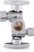 EFIELD 1/4-Turn Dual Compression Outlet Angle Stop Valve with 2 Shut Off Valve/Handles, 1/2" NOM (5/8" OD) x (3/8 inch x 1/4 inch) Chrome For Faucet Toilet Valve,Icemaker,Filter,(VALVE137)