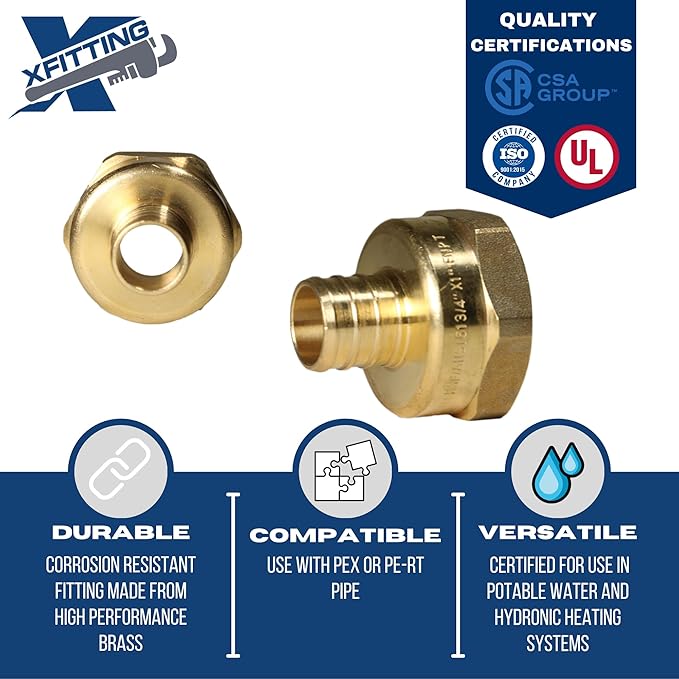 XFITTING 3/4 inch Pex x 1 inch Female NPT Adapter, 23-4-7=10X, 10 Pieces