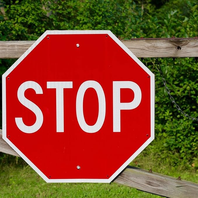 Octagon Stop Sign, 0.080" Aluminum, High-Reflective for Outdoor, Rust-Proof, Universal for Parking Lot Traffic, Private Road, Industrial Safety (HIP TypeIV-Aluminum, 24 Inch-2 Pack)