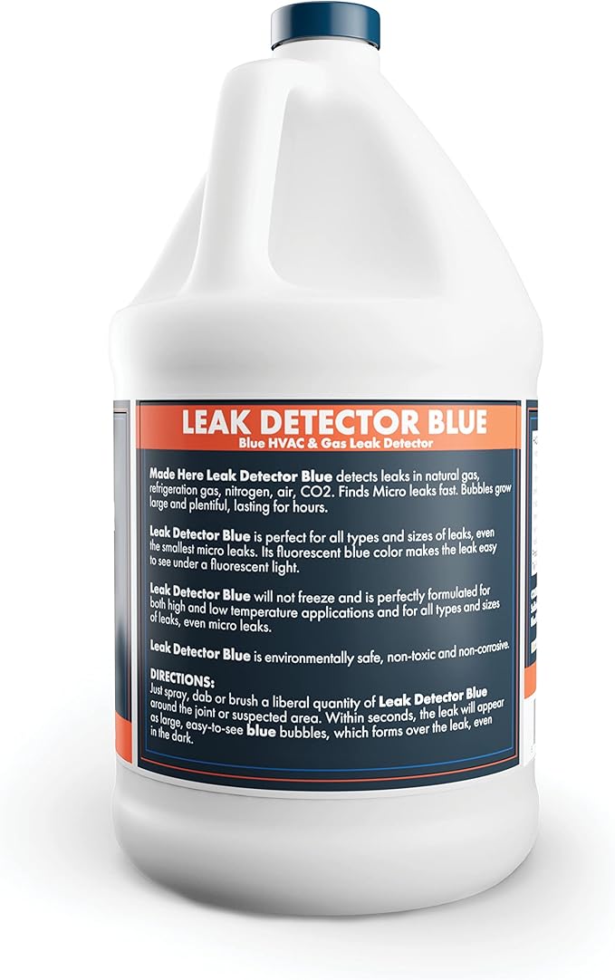 Leak Detector Blue Refill Bottle - Fast Acting, All-Purpose Leak Detection for High & Low Temperature Applications in Gas & C02 Systems (1 Gallon)