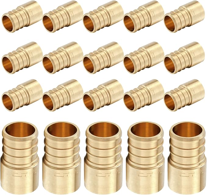 (20-Pack) PEX Fittings, Pex 1"x3/4" Female Sweat Copper Adapter, Brass Crimp Fittings, for PEX Tubing Pipe Plumbing, ASTM F1807