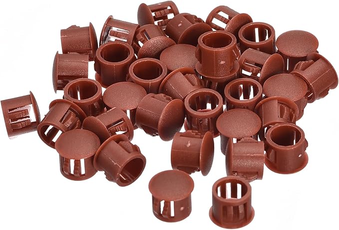 uxcell 11mm(7/16") Plastic Hole Plugs, 36Pcs Flush Type Panel Round Snap in Fastener Knockout Locking Plugs for Furniture Insert End Caps Panels, Red