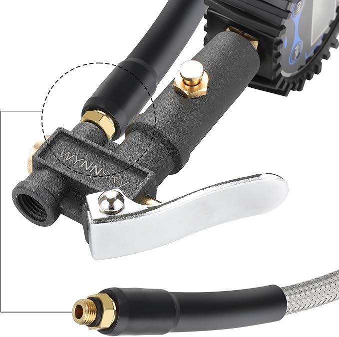 WYNNsky 21’’ Tire Inflator Gauge Hose Replacement, 3/8-24 UNF Threads