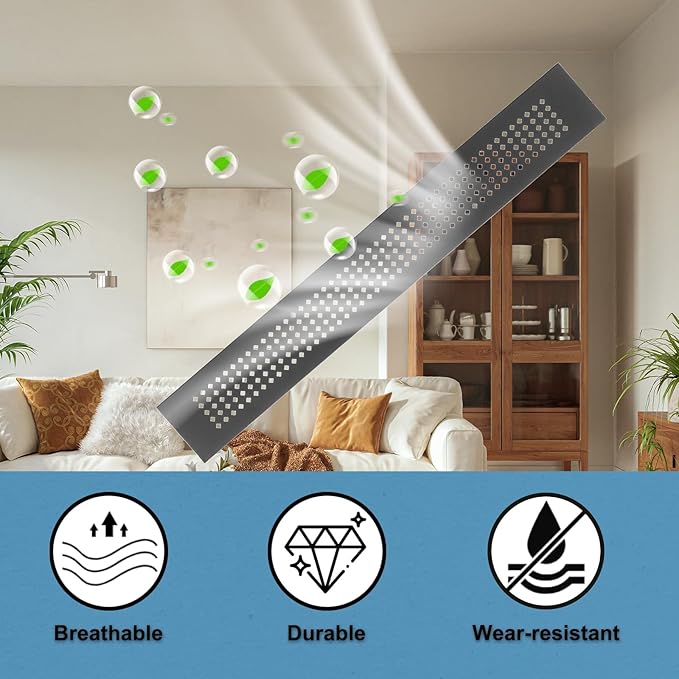 PATIKIL 16 x 2 Inch Door Air Vent Cover, 3 Pcs Aluminum Grille Ventilation Cover Louvered Diamond Hole with Mounting Screws for Cabinet Wardrobe Ceiling Door, Black