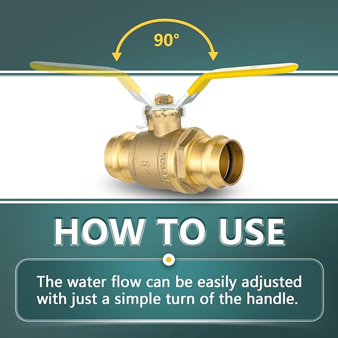 1" Press Ball Valve, 50 Pack Shut Off Valves with EPDM O-ring, Quarter Turn Brass Full Port Shut Off Ball Valve for Hot and Cold Water, NSF/ANSI 61 Certified