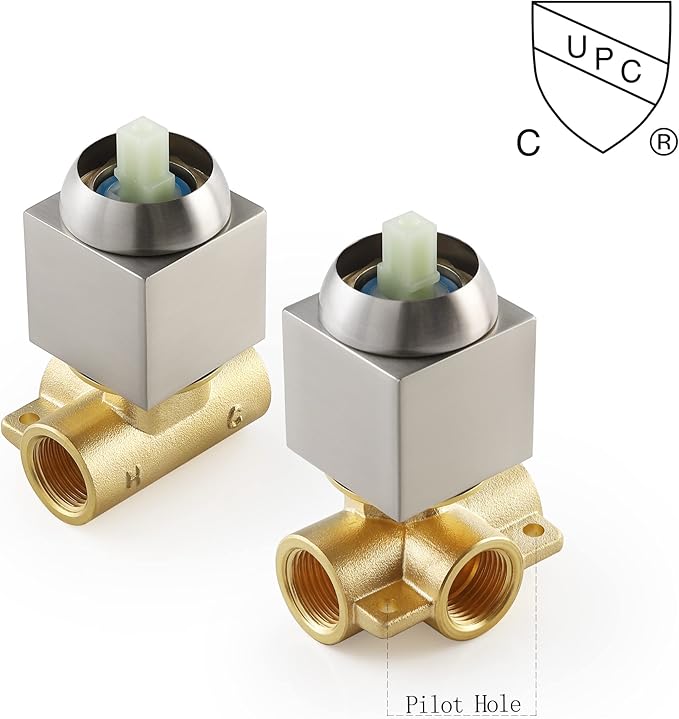 Shower Valve Kit, Single Handle Mixing Valve Shower Control Valve Kit Single Function Rough-In Valves Set, Brushed Nickel Tub Valve and Trim Kit