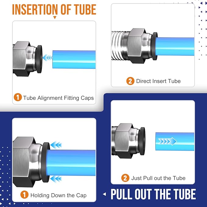 1/4" Tube OD to 3/8" NPT Thread Push to Connect Fittings,Pneumatic Quick Air Hose Fittings,Male Straight + Elbow,PC+PL(12pcs)
