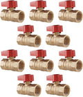 [10-Pack] PROCURU 1-Inch FIP Straight Gas Ball Valve, Rust Resistant Brass, Quarter-Turn On/Off, CSA Certified