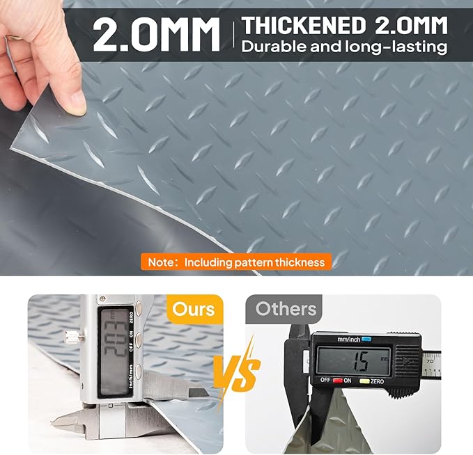 TUFFIOM 4x8 FT Garage Floor Mat, Thickened Diamond Plate PVC Garage Mats Flooring Roll for Under Car, Garage Parking Mats for SUVs, Golf Cart, Sports Car
