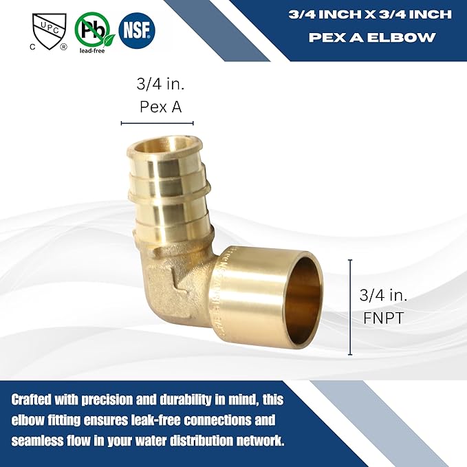 10 Pcs XFITTING Pex A 3/4 Inch x 3/4 Inch Female Elbow Sweat, 31-1-2=10XX