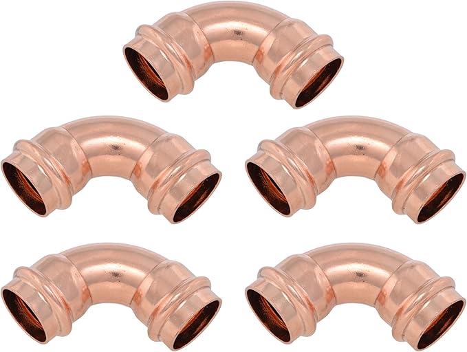SharkBite 1 x 1 Inch 90 Degree Elbow, Copper Press Plumbing Fitting, Pack of 5, UPR260X5