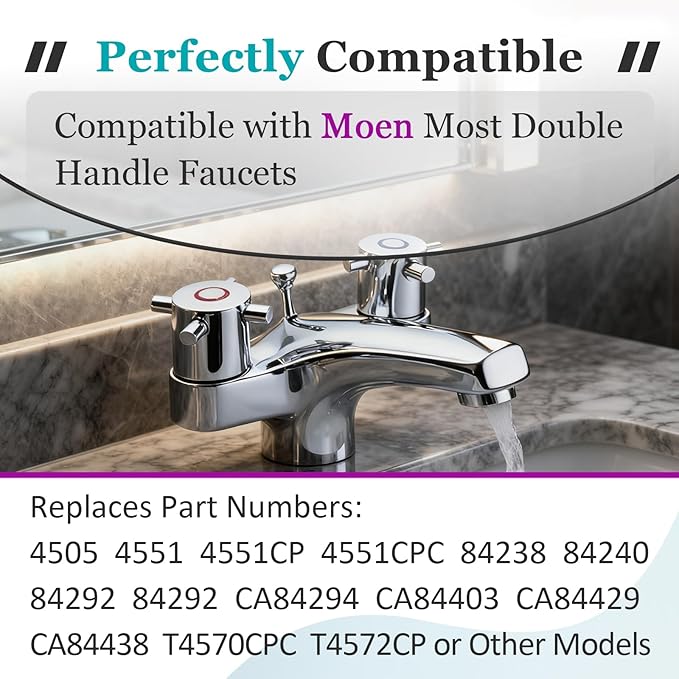 1 Set 1224 1224B Faucet Cartridge Replacement Kit Compatible with Moen Most Double Handle Faucets, Includes 4 Pcs 1224 Replacement Cartridges and 1Pcs 14272 Cartridge Removal Tool