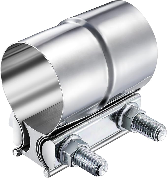 2.5 Inch Lap Joint Exhaust Clamp, 2 1/2 Inch 304 Stainless Steel Muffler Clamp, Pipe Clamps Sleeve Coupler for Pipes, Mufflers and Catalytic Converters