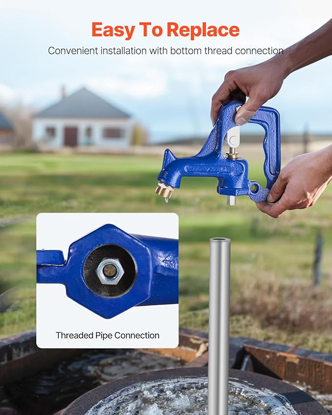 VEVOR Frost Free Outdoor Faucet, Freeze Proof Yard Hydrant Complete Head Assembly, with 1" NPT Galvanized Pipe Thread & 3/4" Hose Connection for Yard, Garden, Pasture Irrigation (Pipe Not Included)