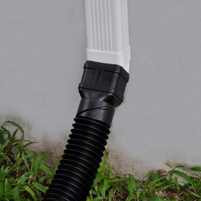 7ft Long Gutter Downspout Extensions, 3.1" OD Downspout Extender Drainage Pipe for 2"×3" Downspout and 3"×4" Downspout, Flexible Pipe Stretched Length 7ft, Black,1-Pack