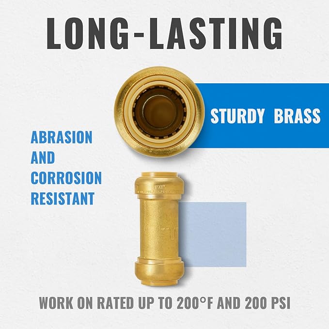SUNGATOR 1 Inch Check Valve, Anti-backflow Valve with Single Water Flow Direction only, No Lead Brass Push to Connect Plumbing Fitting to Work with Pex, Copper, CPVC, with 1 Disconnect Clip, Pack of 2