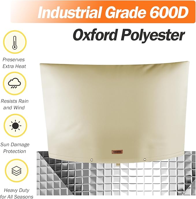 Backflow Preventer Pipe Insulation Cover (5°F) - Irrigation Sprinkler Valve Insulated Pouch - Water Well Pump Cover - Sturdy 5 Layers for Winter Freeze Protection, 90" W x 60" H, Beige