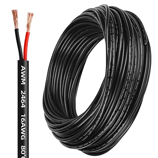 16 Gauge Wire 2 Conductor,16 AWG Electrical Wire Stranded PVC Cord Oxygen-Free Copper Cable,500FT 2 Core Pure Copper Flexible Cable Wire for LED Lamp Lighting Strips Automotive (16AWG-2C, 500FT)