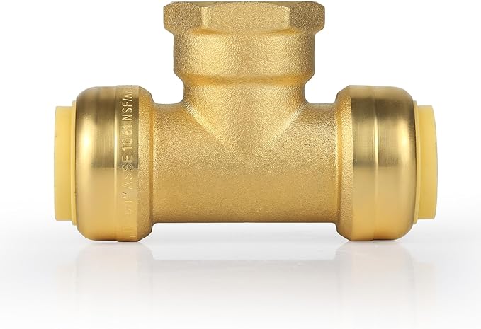 (30 Pack) EFIELD Female Tee 3/4"x3/4"x3/4" Push Fit Female Plumbing Tee,Brass Fitting No Lead For Copper Pex CPVC,(PF221-30PCS)