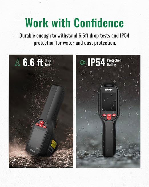 HF96V Thermal Camera with Visual Camera & Laser Pointer, Intelligent Scene Detection, 240 * 240 Super Resolution Thermal Imaging Camera,25 Hz, 50° FOV, -4°F to 1022°F, IP54 Infrared Camera