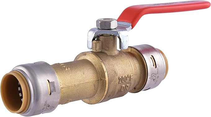 SharkBite Max 3/4 Inch Slip Ball Valve, Push to Connect Brass Plumbing Fitting, PEX Pipe, Copper, CPVC, PE-RT, HDPE, UR24736